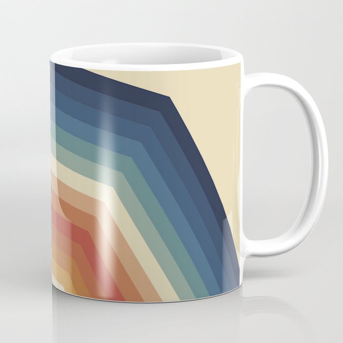 Funky Colorful 70s Rainbow Striped Zig Zag Pattern Blue Orange Hues Coffee Mug Gallery Image 1