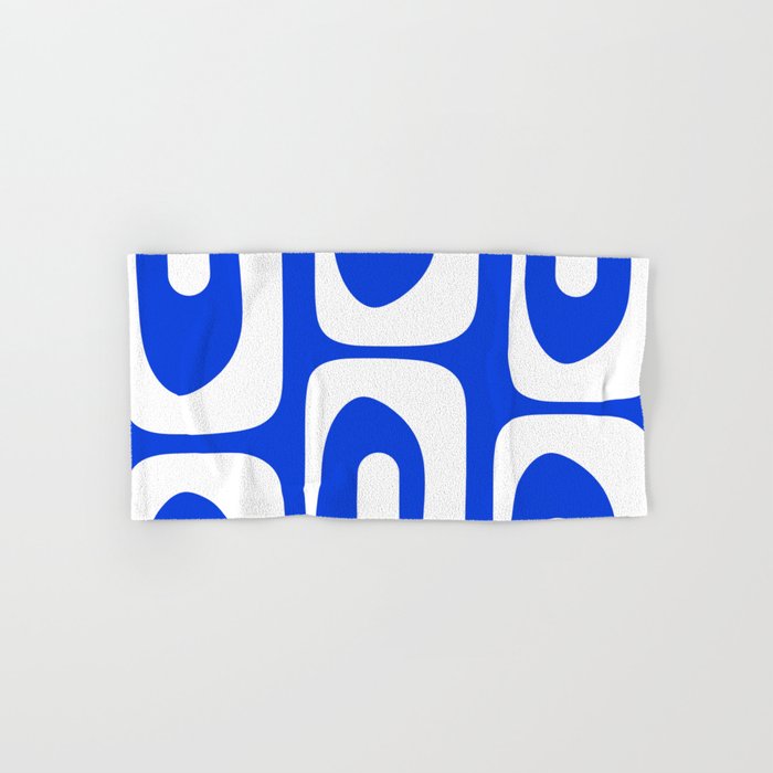Mid Century Modern Royal Blue Piquet Bold Minimal Abstract Bath Towel Gallery Image 1