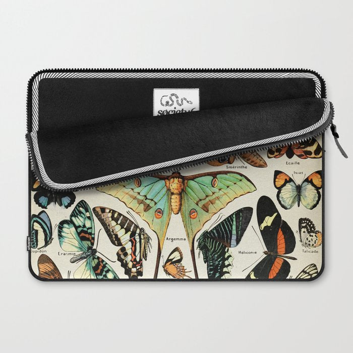 Papillon I Vintage French Butterfly Charts by Adolphe Millot Laptop Sleeve Gallery Image 2
