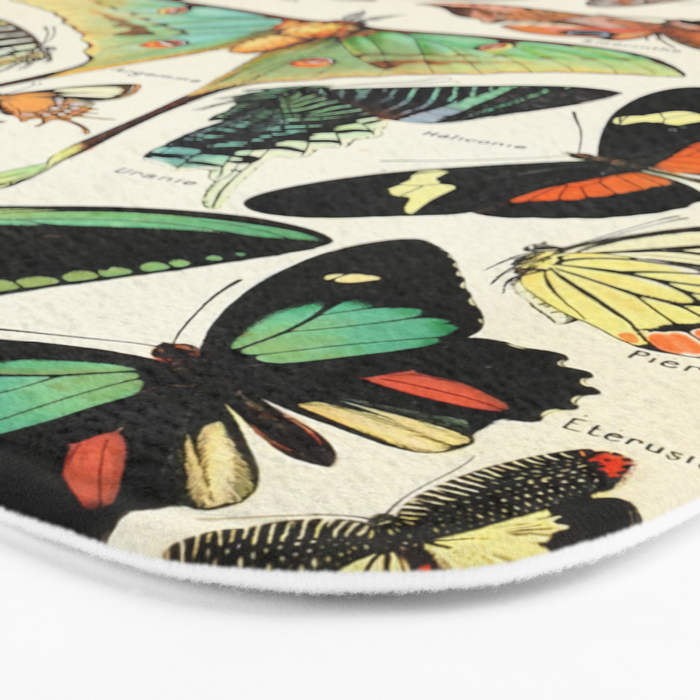 Papillon I Vintage French Butterfly Charts by Adolphe Millot Bath Mat Gallery Image 3