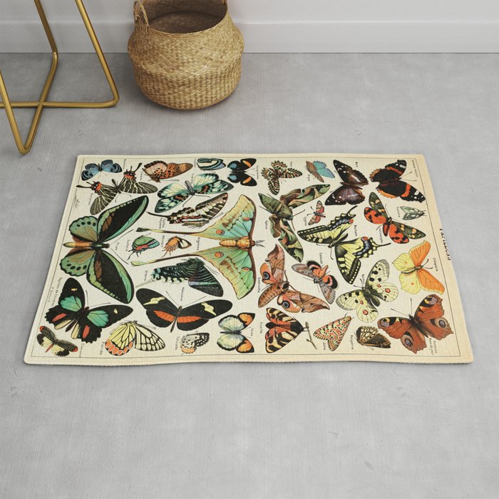 Papillon I Vintage French Butterfly Charts by Adolphe Millot Rug Gallery Image 1