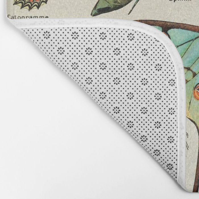 Papillon I Vintage French Butterfly Charts by Adolphe Millot Bath Mat Gallery Image 2