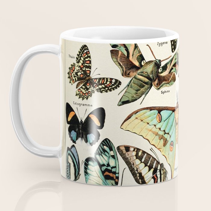 Papillon I Vintage French Butterfly Charts by Adolphe Millot Coffee Mug Gallery Image 3