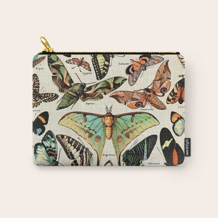 Papillon I Vintage French Butterfly Charts by Adolphe Millot Carry All Pouch Gallery Image 1