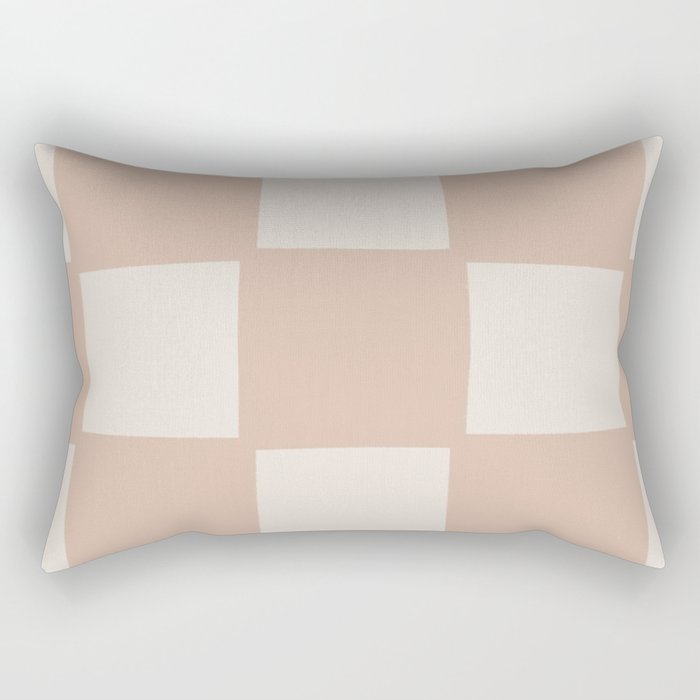 Playful check in sandy beige Rectangular Pillow Gallery Image 2