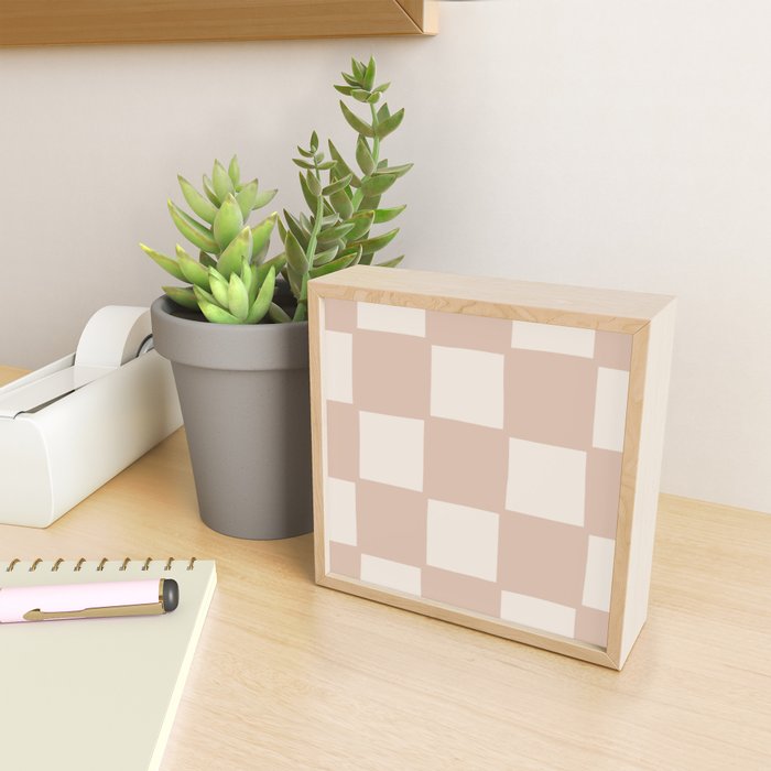 Playful check in sandy beige Mini Art Print Gallery Image 2