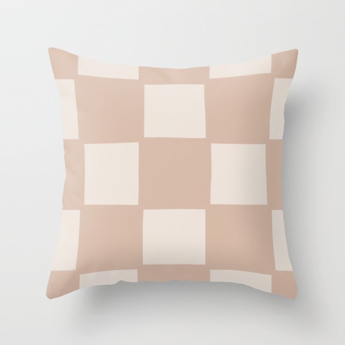 Playful check in sandy beige Throw Pillow Gallery Image 6