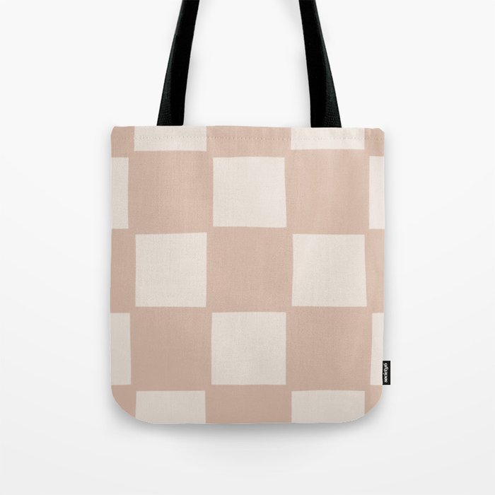 Playful check in sandy beige Tote Bag Gallery Image 1