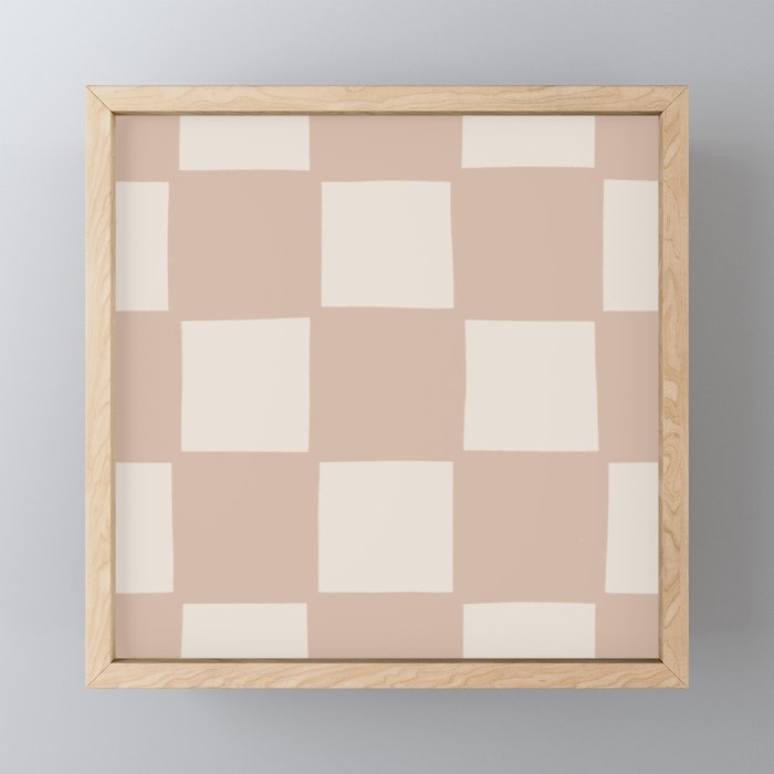 Playful check in sandy beige Mini Art Print Gallery Image 1