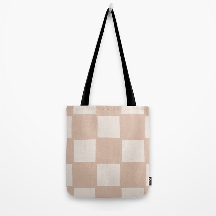 Playful check in sandy beige Tote Bag Gallery Image 2