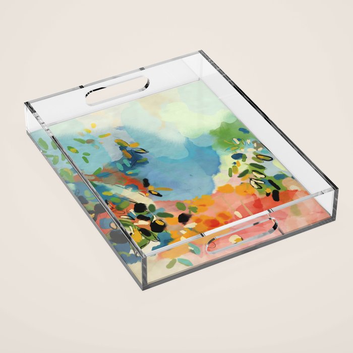 garden with sea view and olive tree Acrylic Tray Gallery Image 1