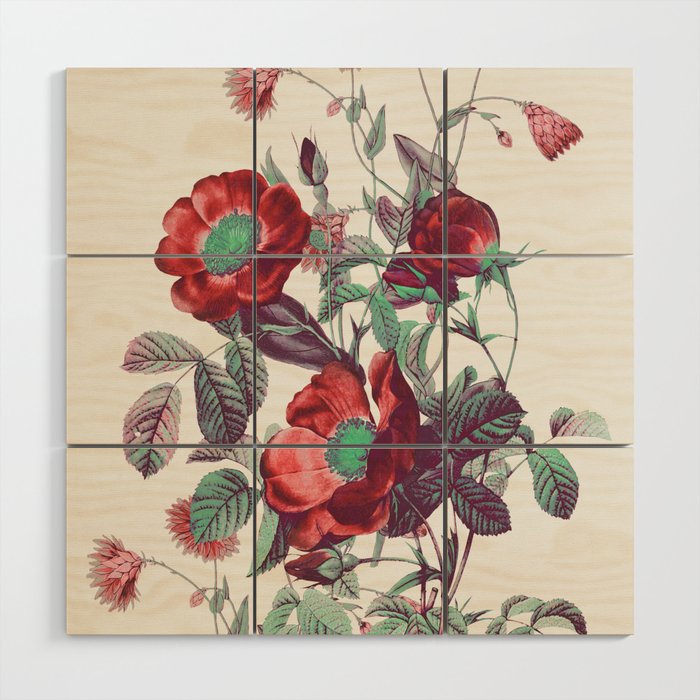 red flowers Wood Wall Art Gallery Image 1