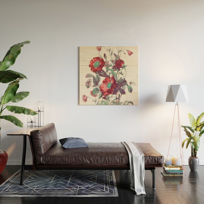red flowers Wood Wall Art Gallery Image 2