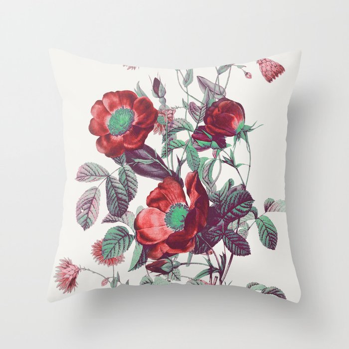 red flowers Throw Pillow Gallery Image 1
