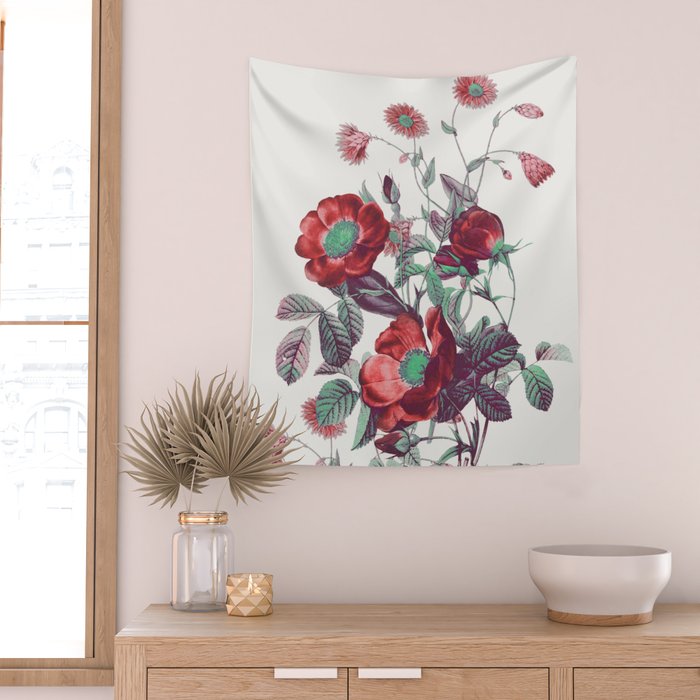 red flowers Wall Tapestry Gallery Image 2