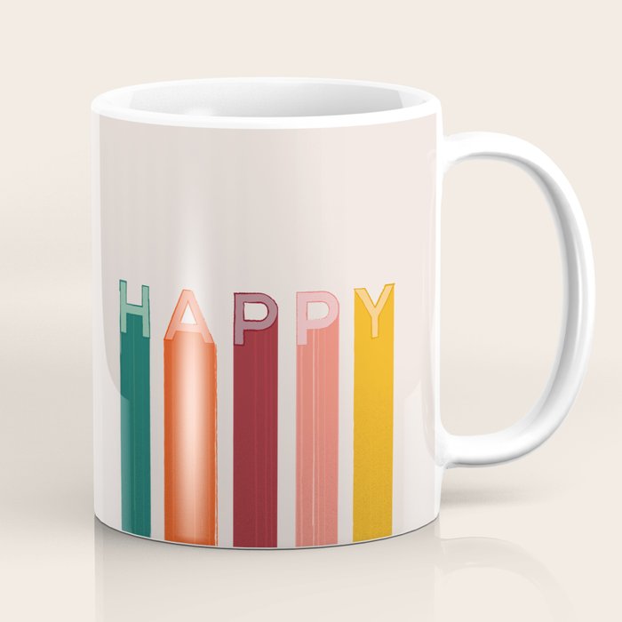 Happy Letters in Retro Colors Coffee Mug Gallery Image 1
