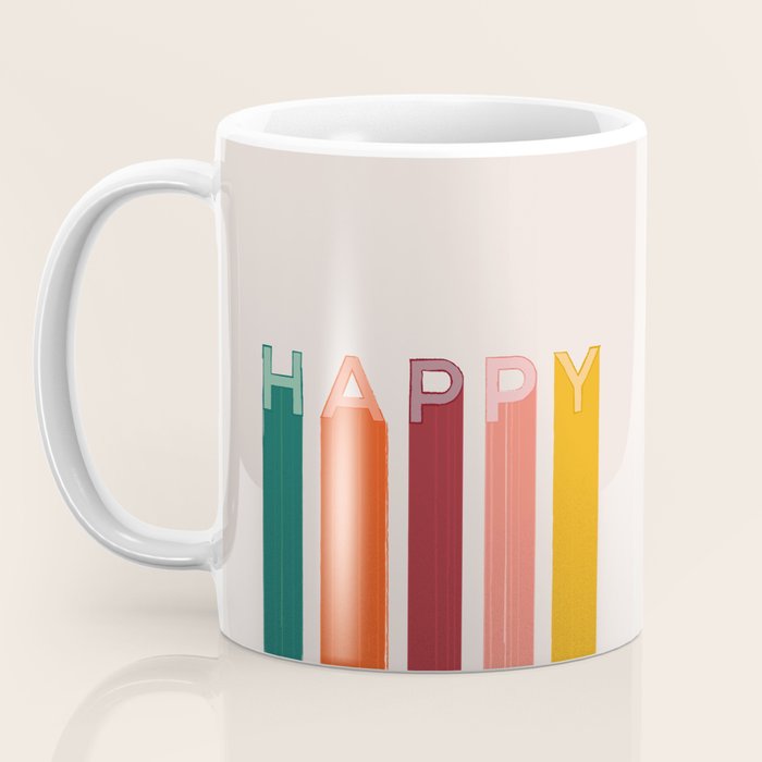 Happy Letters in Retro Colors Coffee Mug Gallery Image 3