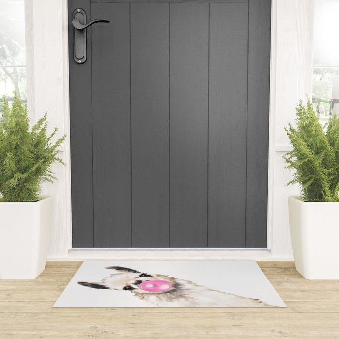 Bubble Gum Sneaky Llama Welcome Mat Gallery Image 3