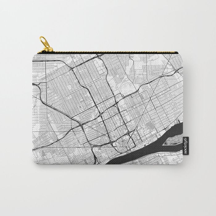 Detroit Map Gray Carry All Pouch Gallery Image 1