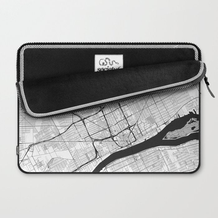 Detroit Map Gray Laptop Sleeve Gallery Image 2