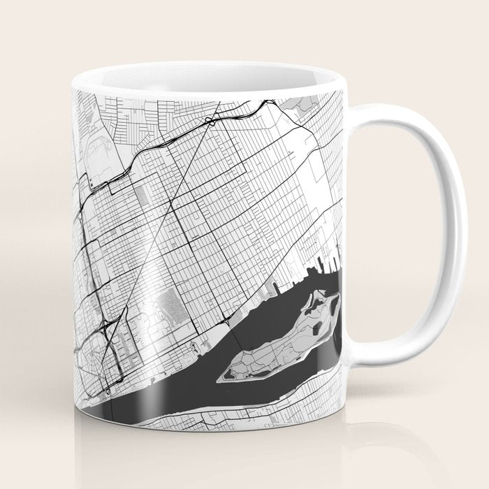 Detroit Map Gray Coffee Mug Gallery Image 1