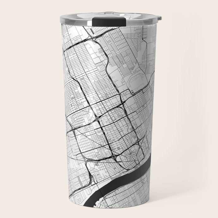 Detroit Map Gray Travel Mug Gallery Image 1