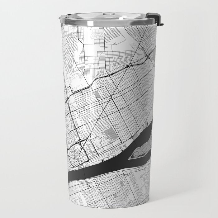 Detroit Map Gray Travel Mug Gallery Image 2