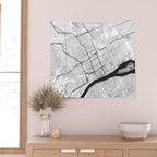 Detroit Map Gray Wall Tapestry Gallery Image 2