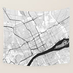 Detroit Map Gray Wall Tapestry Gallery Image 4