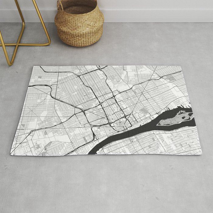 Detroit Map Gray Rug Gallery Image 1