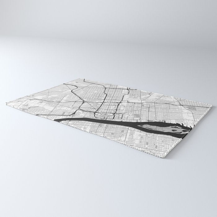 Detroit Map Gray Rug Gallery Image 3
