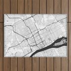 Detroit Map Gray Outdoor Rug Gallery Image 1