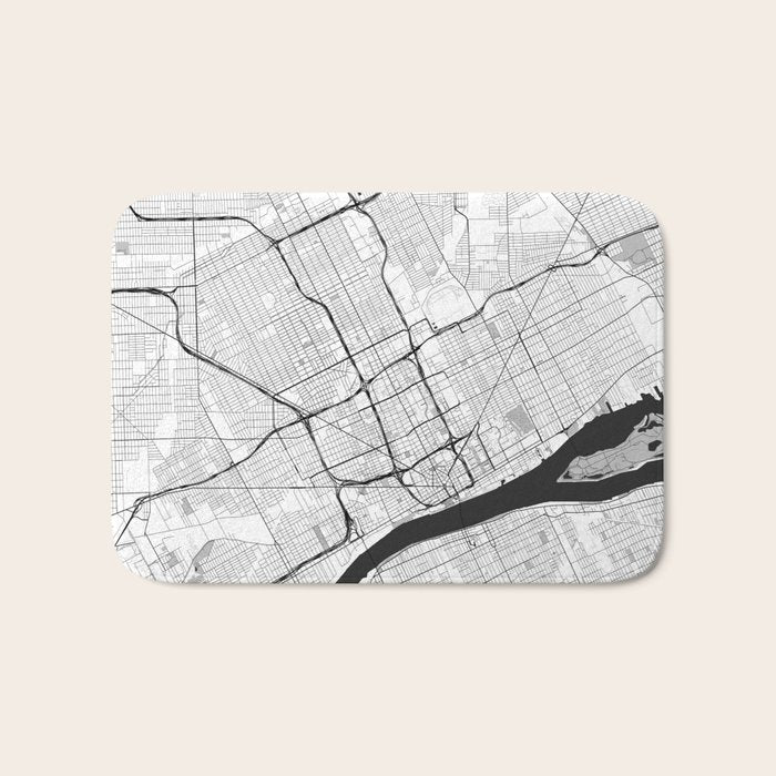 Detroit Map Gray Bath Mat Gallery Image 1