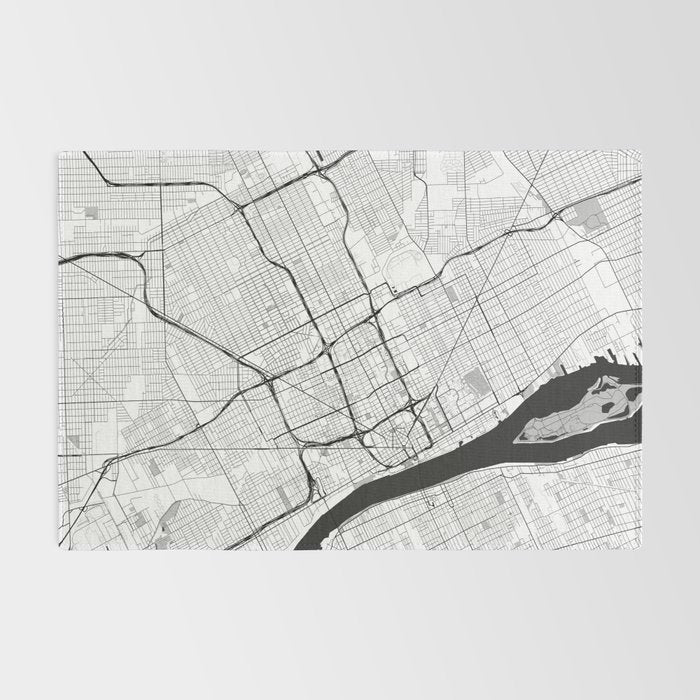 Detroit Map Gray Rug Gallery Image 2