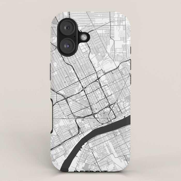 Detroit Map Gray iPhone Case Gallery Image 1