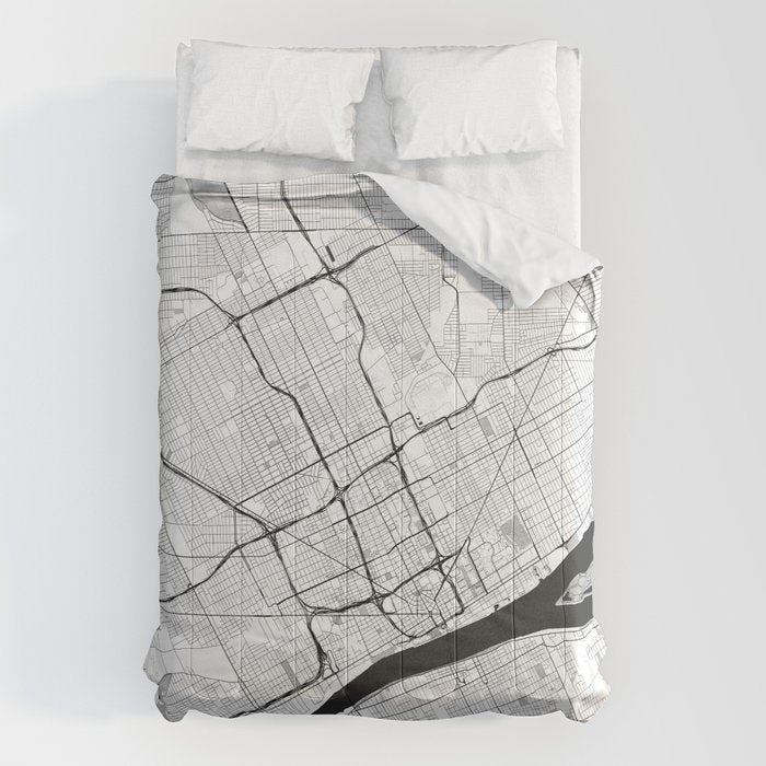 Detroit Map Gray Comforter Gallery Image 1