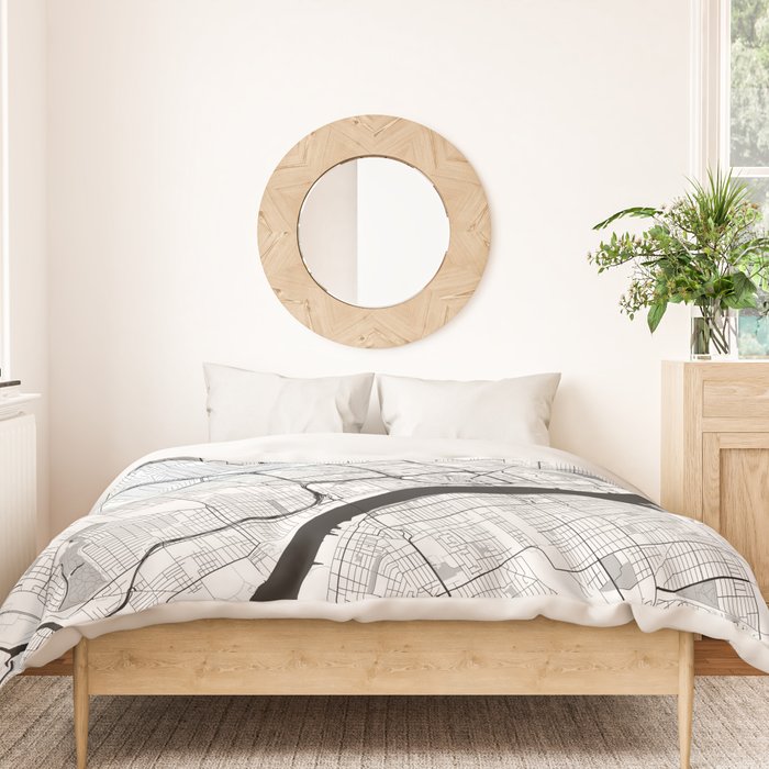 Detroit Map Gray Duvet Cover Gallery Image 3