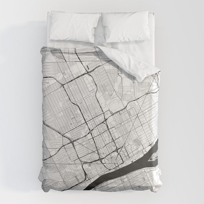 Detroit Map Gray Duvet Cover Gallery Image 6