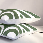 Retro Modern Liquid Swirl Abstract Pattern in Deep Green and White Pillow Sham Gallery Image 3