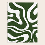 Retro Modern Liquid Swirl Abstract Pattern in Deep Green and White Poster Gallery Image 4