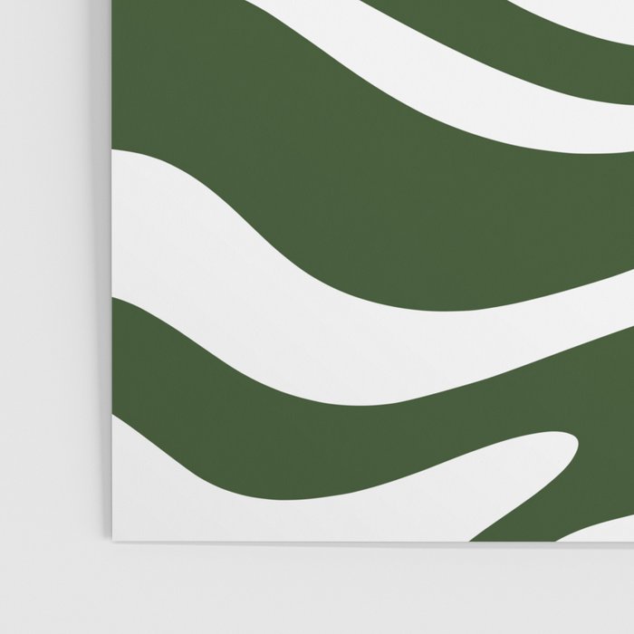 Retro Modern Liquid Swirl Abstract Pattern in Deep Green and White Poster Gallery Image 3