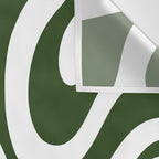 Retro Modern Liquid Swirl Abstract Pattern in Deep Green and White Wall Tapestry Gallery Image 3