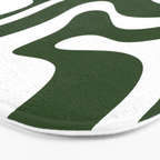 Retro Modern Liquid Swirl Abstract Pattern in Deep Green and White Bath Mat Gallery Image 3