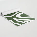 Retro Modern Liquid Swirl Abstract Pattern in Deep Green and White Yoga Mat Gallery Image 2