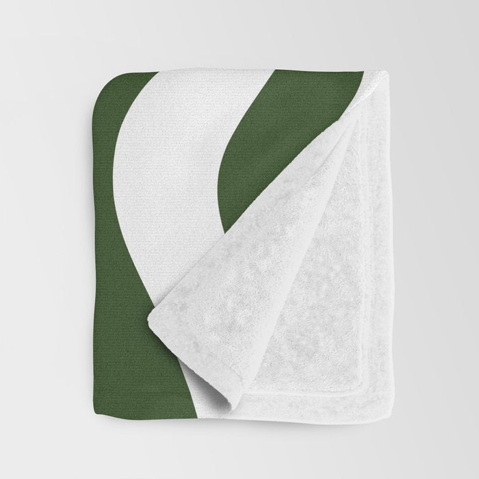 Retro Modern Liquid Swirl Abstract Pattern in Deep Green and White Throw Blanket Gallery Image 3