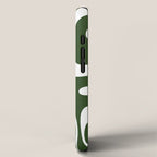 Retro Modern Liquid Swirl Abstract Pattern in Deep Green and White iPhone Case Gallery Image 2