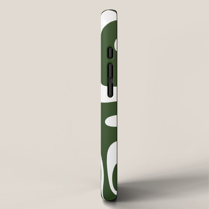 Retro Modern Liquid Swirl Abstract Pattern in Deep Green and White iPhone Case Gallery Image 2
