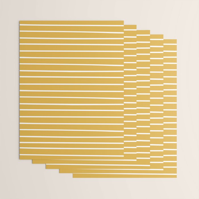 Colorful Stripes, Mustard Yellow and White, Abstract Art Wrapping Paper Gallery Image 3