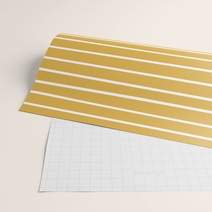 Colorful Stripes, Mustard Yellow and White, Abstract Art Wrapping Paper Gallery Image 2