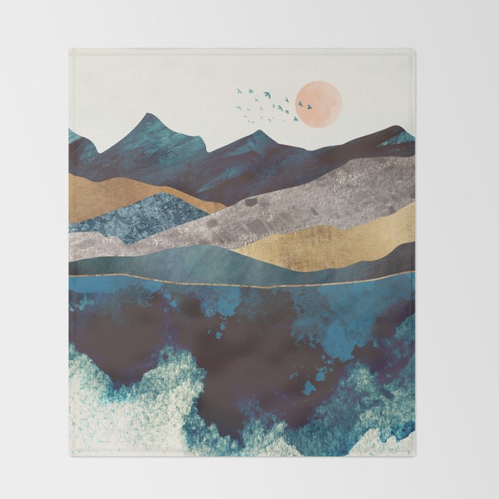 Blue Mountain Reflection Throw Blanket Gallery Image 2